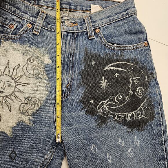 Vtg 1999 Levi's 512 Womens Jeans Sz 6 Slim Straight High Rise 90s Celestial Art - Picture 12 of 14